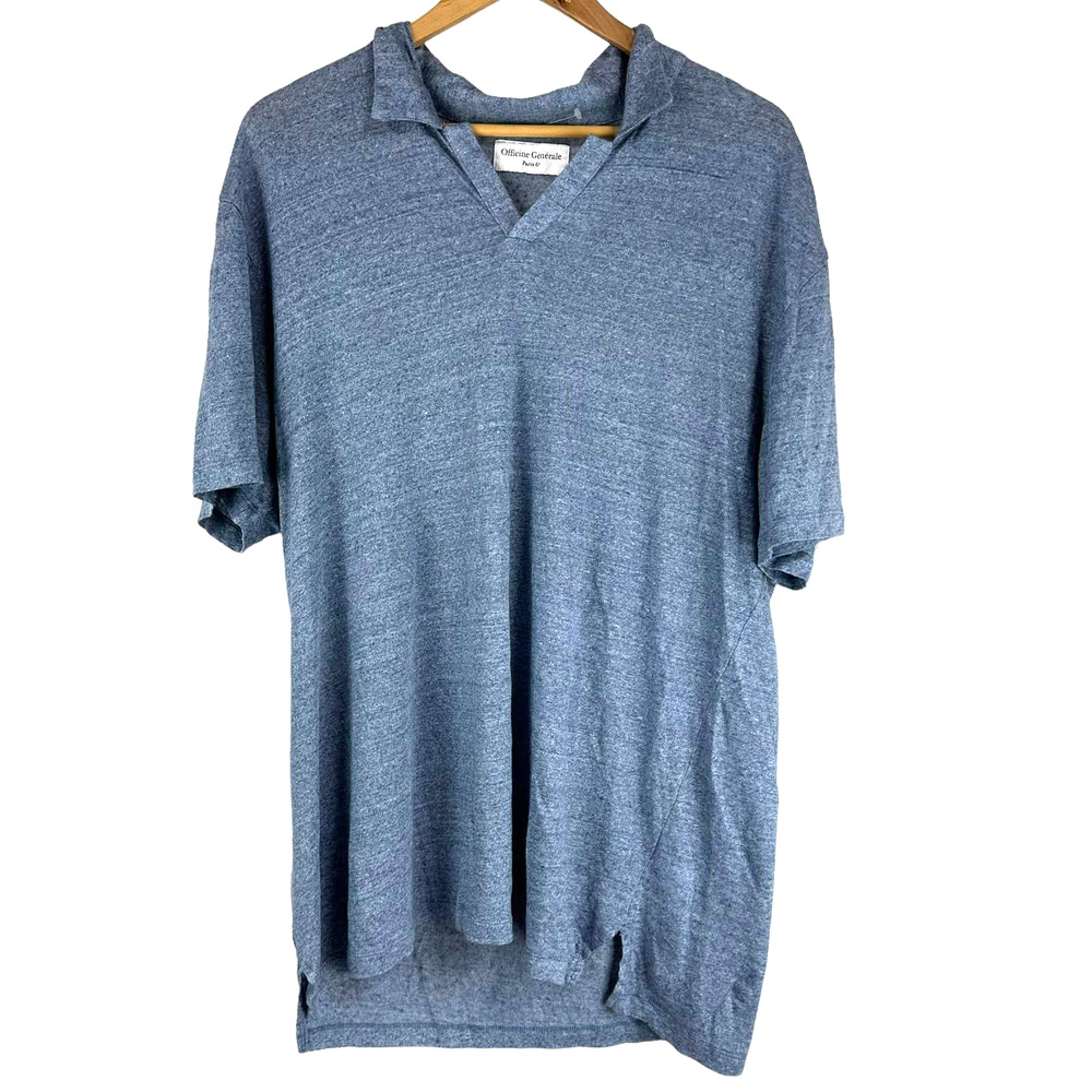 Officine Generale Men's Heather Blue Polo Shirt